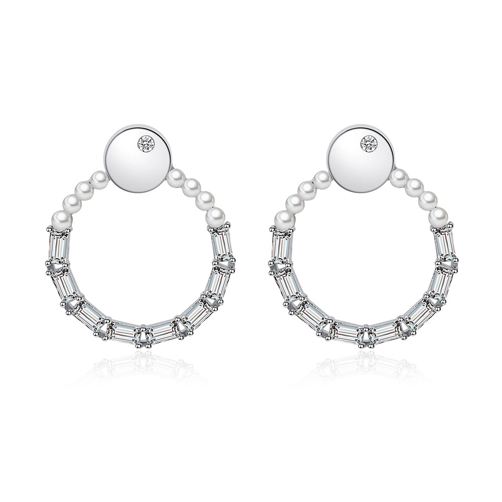 Polished CZ O Stud Earrings